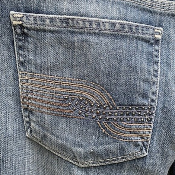 7FAM Flynt Boot Cut Mid-Rise Jeans - 30, rhinestone pockets - Picture 4 of 8